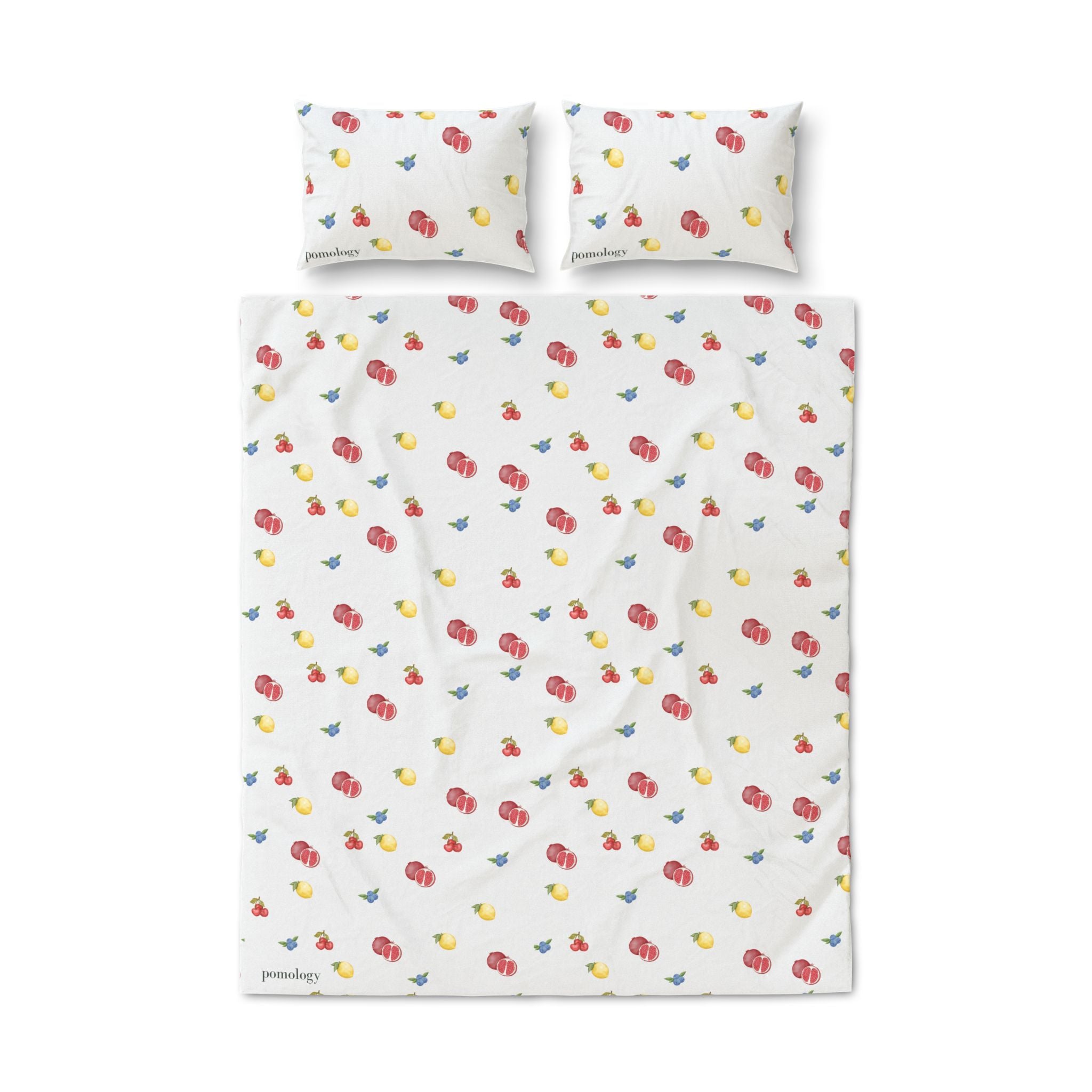 Fruit Duvet Cover Set — Watercolor Fruit Pattern (3-Piece)